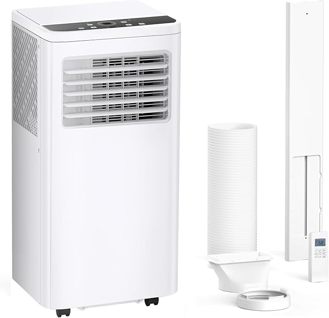 COWSAR 10000 BTU Portable Air Conditioners Cool Up to 450 Sq.Ft, 4 Modes Portable AC with Remote Control/LED Display/24Hrs Timer/Installation Kits for Home/Office/Dorms, White