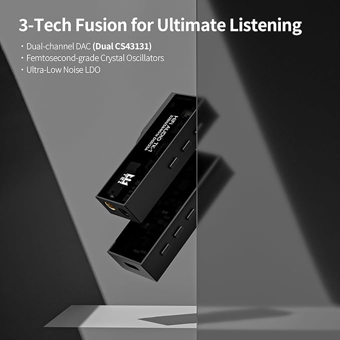 YINYOO TRI TK1 USB C DAC Headphone Amp Mini Amplifier, USB C to 3.5mm 4.4mm Amp with Dual CS43131 Decoder, Headphone Splitter Portable IEM DAC for KZ ZS10 PRO in Ear Monitor (Type-C Jack