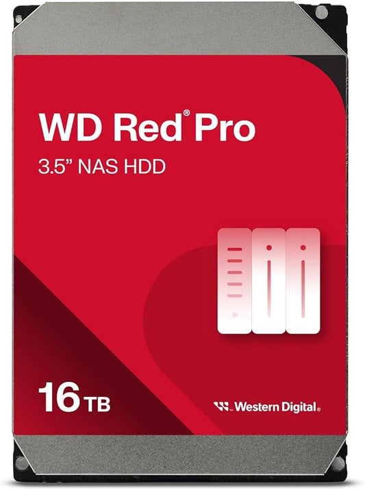 Western Digital 16TB WD Red Pro NAS Internal Hard Drive HDD - 7200 RPM, SATA 6 Gb/s, CMR, 512 MB Cache, 3.5" - WD161KFGX