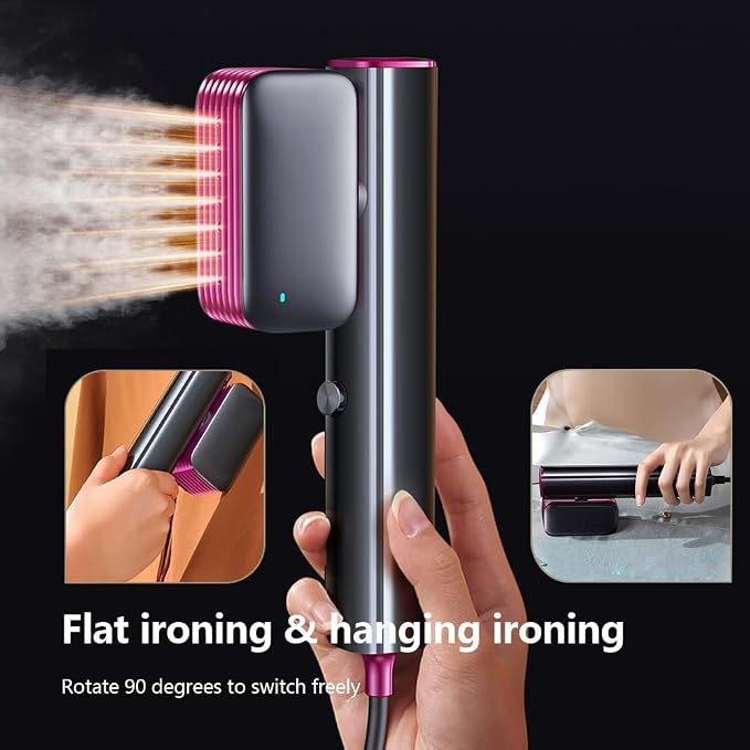 Nesugar G2 Travel Garment Steamer - Handheld Garment Steamer for Instant Wrinkle Smoothing - Rotating Head - Quick Heat-Up - Sleek Profile - Compact Size - Flat Ironing - Red
