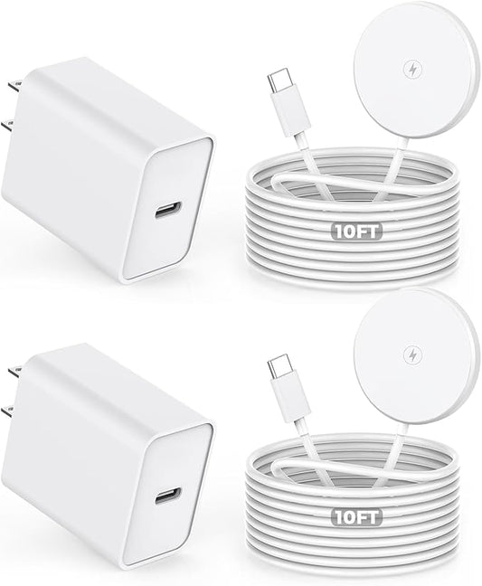 【Apple MFi Certified】Magnetic Wireless Charger,2Pack 10FT Apple Mag-safe Charger,Fast MagSafe Charging Wireless iPhone Charge Pad USB C Block Adapter for iPhone 17 Pro Max/17e/Air/16/15/14/13,Air-Pods