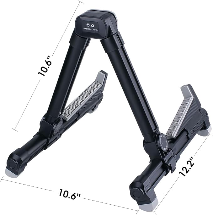 ENO MUSIC Guitar Stand - Alumium Alloy A-Frame Universal Folding Stand, Suitable for Acoustic, Electric & Bass Guitars - Black