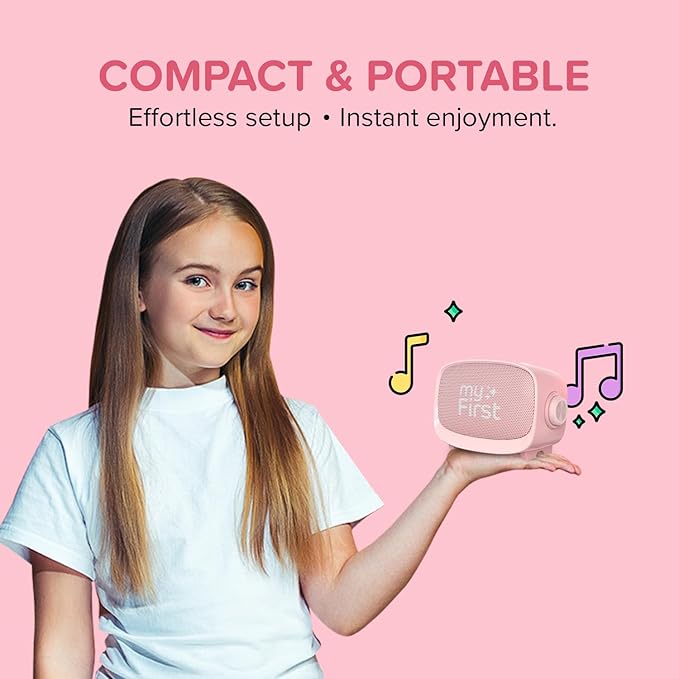 myFirst Voice 2 Kids Bluetooth Karaoke Speaker with 2 Mics | Portable Singing Machine for Children | 5 Voice Changing Effects & Wireless Mic (Pink)