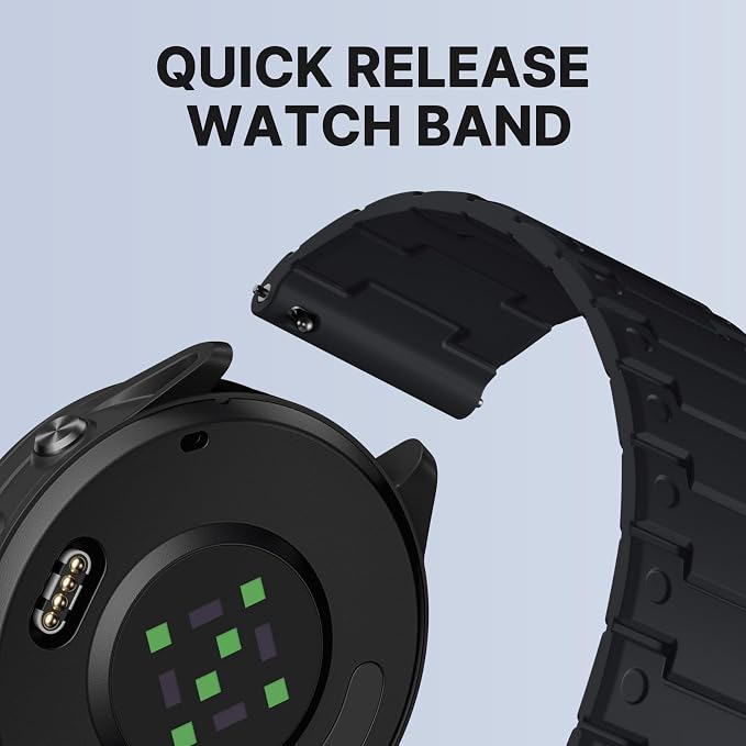 Bandletic Compatible with Garmin Watch Band - 22 mm Quick Release Watch Strap, Magnetic Smartwatch Bands Rugged Soft Adjustable Silicone Sport Watchband for Men Women, Black