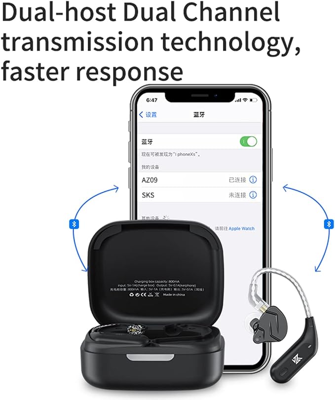 KZ AZ09 Bluetooth 5.4 Module Wireless Waterproof Ear Hook Extra Long Battery Life Bluetooth Cable for KZ ZST/ZSTX/ZS10/AS06/AS10/BA10/ZSR/ES4 (B pin)