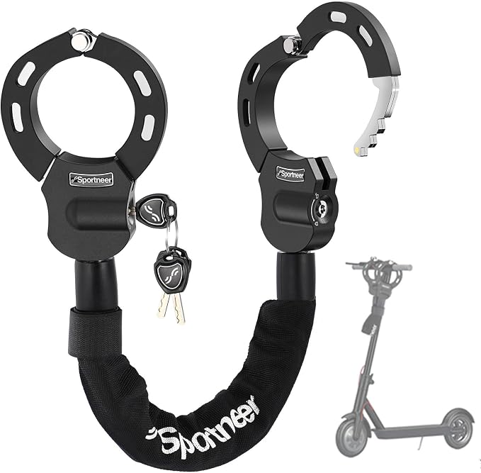 Sportneer Scooter Lock: 7mm Square Chain Anti-Theft Cut Resistant Bike Lock with 3 Keys, 2.46ft/75cm Heavy Duty 3 Position Adjustment Bike Chain Lock for E-Bike/Electric Scooters, Door, Gate