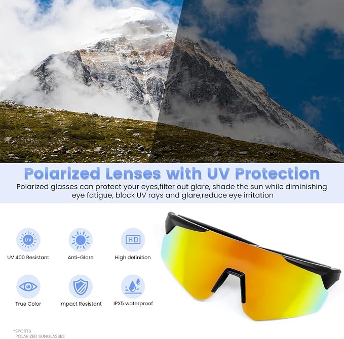 Sport Smart Glasses,Polarized Bluetooth Sunglasses for Men, Women,Built-in Mic & Open Ear Music Speakers,UV Protection Running Baseball Sunglasses,Cycling Glasses(Orange)
