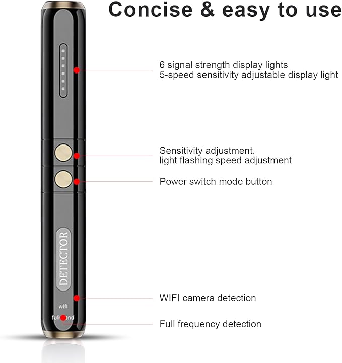 Hidden Camera Detectors – Small Anti Spy with Audio/Video GPS Tracker RF Detector for Wireless Cameras Cars Tracking Device - Mini Travel Pen for Finding Voice Recorder Bug Devices (Small Size)