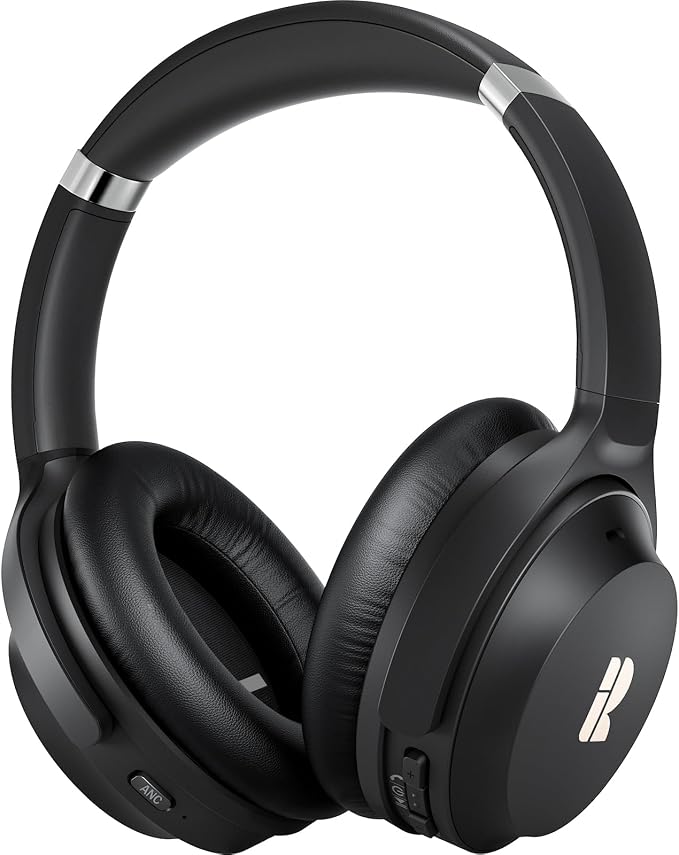 Bluetooth Headphones, Premium Active Noise Cancelling Wireless Headphones Over Ear, 50H Playtime, Hi-Res Audio, Deep Bass, Memory Foam Ear Cups for Travel, Home Office