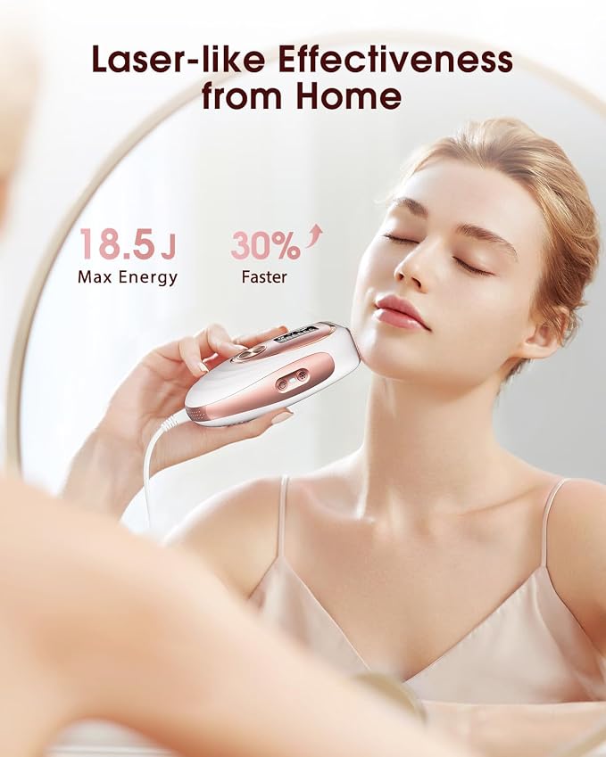 LYSMOSKI Laser Hair Removal, IPL Hair Removal with Ice-Cooling System for Painless & Long-Lasting Result, Safe At-Home Hair Remover Device for Armpits Back Legs Arms Face Bikini Line, Rose Gold