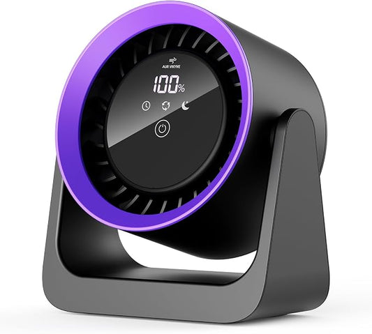 Tryetas 2026 Rechargeable USB Desk Fan, 30db Quiet Table Fan with Turbo Airflow, 100 Speeds, Digital Display, 120° Rotating, 5000mAh Desktop Fan for Bedroom Home Office Dorm Travel