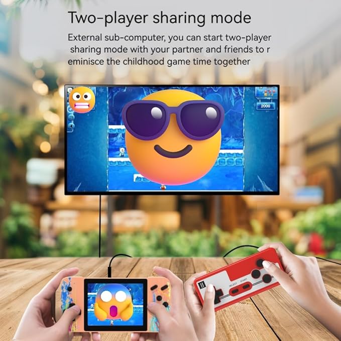 Retro Handheld Game Console, 3.5-inch HD Screen, 800 Classic Games, Single Player or 2-Person Game Mode, Retro Gaming Console，Grey/Pink (Grey)