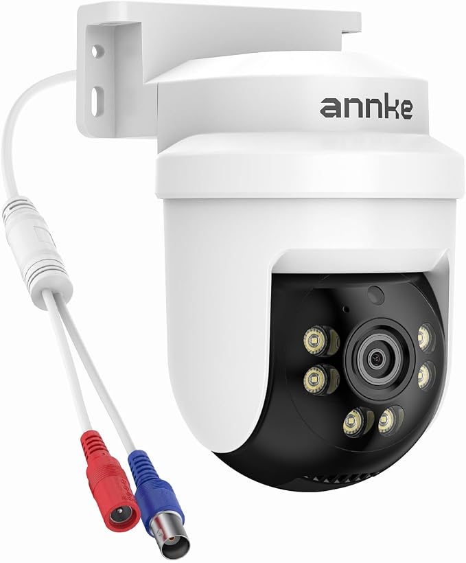 ANNKE 5MP TVI CCTV Home Surveillance Dome PT Wired Camera with 350° pan and 90° tilt, 100ft IR Night Vision, IP65 Weatherproof Security Add–On Cam for Outdoor Use (DVR Required, Not Included)