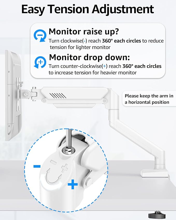 Dual Monitor Stand fits up to 32 inch, 4.4-22 lbs Computer Screens, Dual Monitor Desk Mount Height Adjustable, Monitor Arms for 2 Monitors, Home Office VESA Mounts, Freelift White