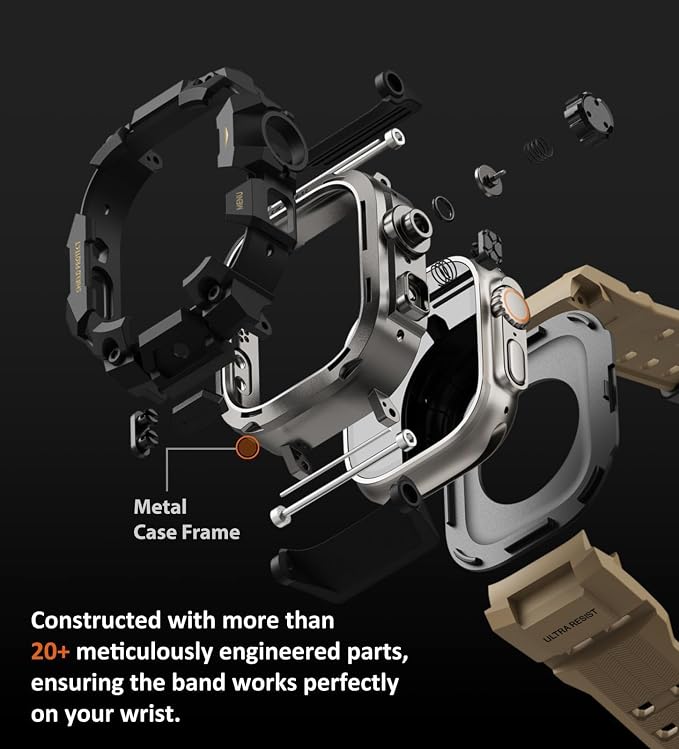 ULTIMAL Rugged Case with Band for Apple Watch 49mm,Compatible with Apple Watch Ultra 3/2/1, Military Grade Shockproof Bumper Cover for iWatch Tactical Band Men (49mm,Desert Yellow)