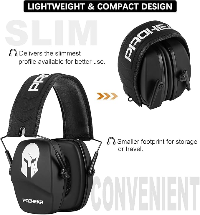 PROHEAR Ear Protection Safety Earmuffs for Shooting Noise Reduction Slim Hearing Protector