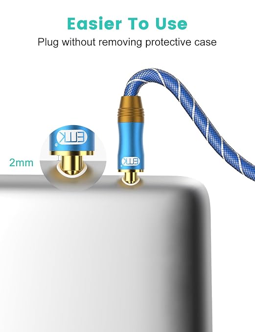 EMK 90 Degree Right Angle Aux Cable - [24K Gold-Plated,Sound Quality] Audio Stereo Male to Male Cable for Laptop, Tablets, MP3 Players,Car/Home Aux Stereo, Speaker or More(4FT/1.2M)