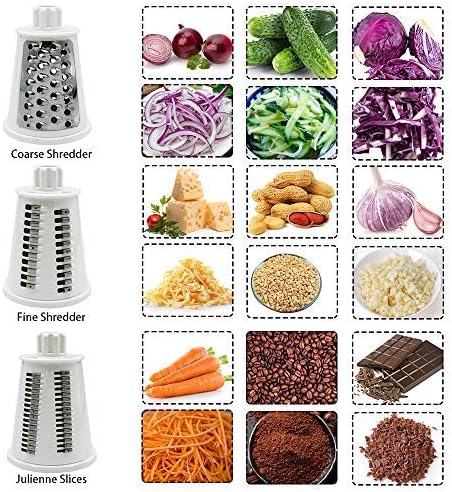 VEKAYA 5 in 1 Rotary Cheese Grater and Stainless Steel Madoline Slicer