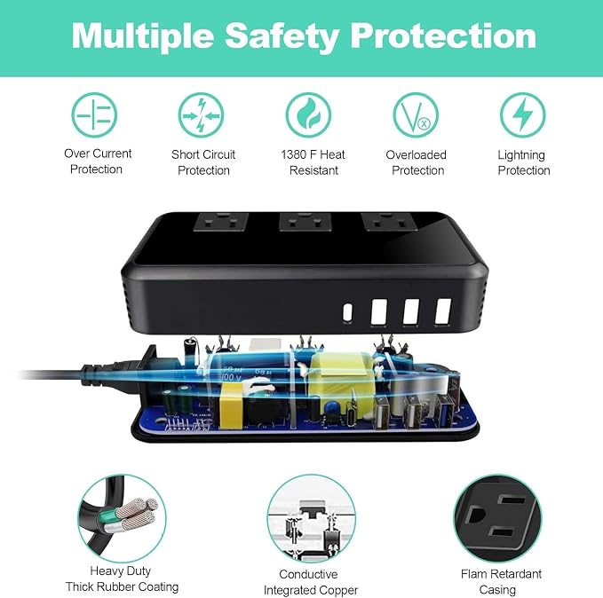 2300W Voltage Converter 220V to 110V Universal Travel Adapter/Power Converte with 3 USB Ports 3 AC Outlets 1 Type-C in EU/UK/AU/US/IT/South Africa More Than 150 Countries Over The World