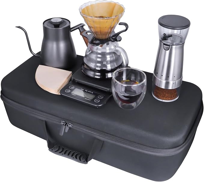 SOTECH Electric Coffee Maker Set with Electric Grinder Glass Dripper Server Steel Kettle Filter Paper Travel Bag for Outdoor Travel BBQ Picnic