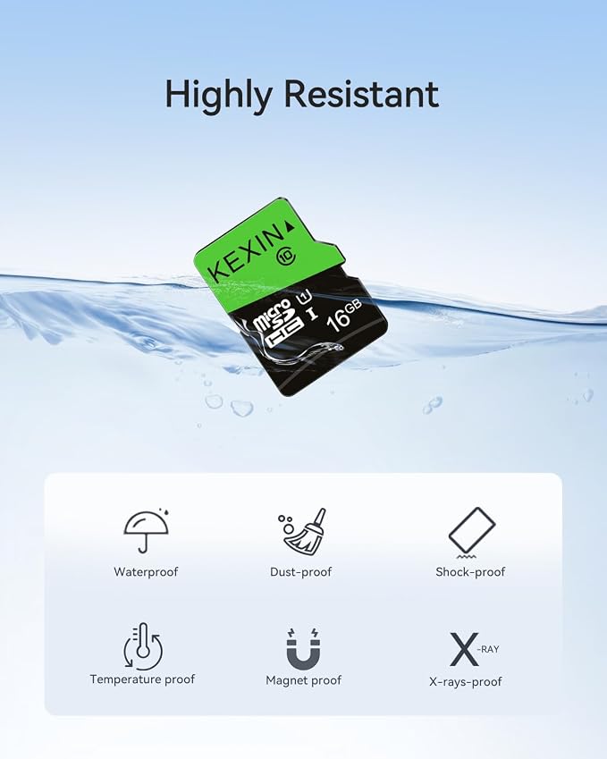 KEXIN 16GB Micro SD Card 5 Pack microSDHC Memory Card UHS-I C10 U1 Micro SD Card Full HD High Speed TF Card for Smartphone Tablet Action Camera Dash Cam Drone Game Console with SD Adapter