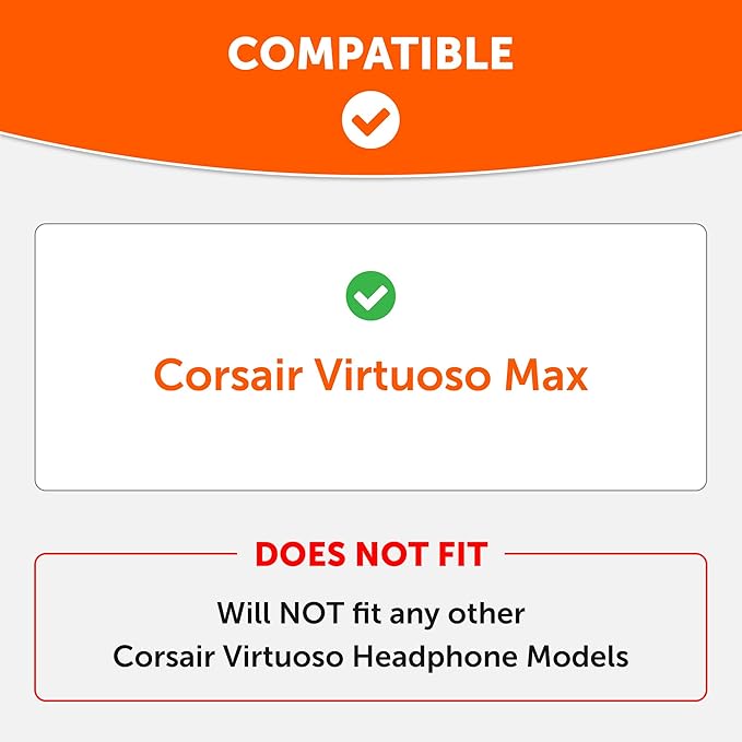 WC Freeze V2 Virtuoso Max - Cooling Gel Earpads for Corsair Virtuoso Max by Wicked Cushions | Extreme Comfort, New Freeze V2 Cooling Fabric, Extra Thick | Black