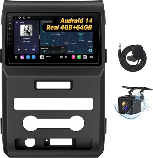 Eonon 9“ Car Stereo 4+64Gfor Ford F150 (2009-2014), Android 14 Wireless CarPlay & Android Auto, Bluetooth 5.4, Touch Screen GPS Navigation, Backup Camera Support,WiFi - FDF1X7A