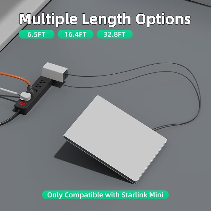 Starlink Mini Cable 32.8ft/10M, Extension Replacement Power Cable for Starlink Mini DC Male to Male Waterproof Cord