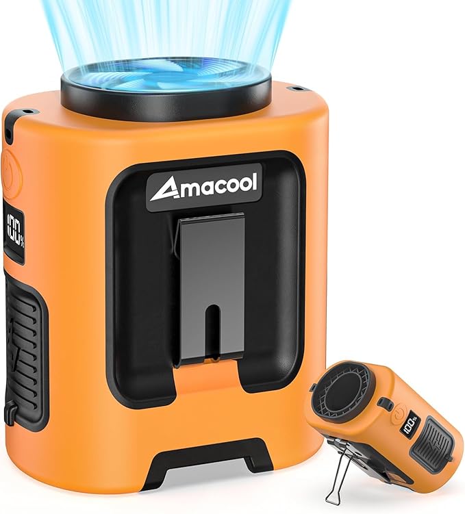 AMACOOL Mini Portable Waist Fan Clip on, Gifts for Father Him Men Dad Husband, 13000RPM Rapid-Cooling Personal Neck Fans, Wearable Shirt Belt Fan for Women Men Outdoor Work Jobsite Travel Camping