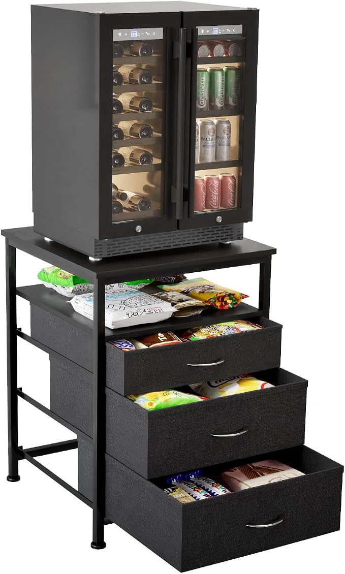 AQQHSAIN Mini Fridge Stand Heavy Duty Mini Fridge Table with Storage Dorm Fridge Shelf Beverage Refrigerator Table Stand for Home Office Dorm Apartment Kitchen (29.5 * 21.7 * 21.7inch)