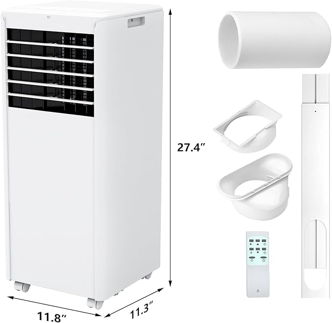 GarveeLife Portable Air Conditioner,8,000 BTU for Rooms up to 350 Sq.Ft., Smart Compact AC Unit with Cooling, Dehumidifier, Fan, Remote Control and Window Kit, White