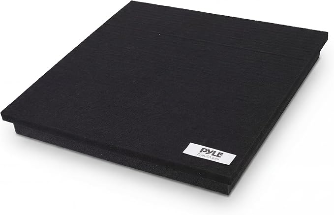 Pyle Sound Dampening Speaker Riser Foam - Audio Acoustic Noise Isolation Platform Pads Recoil Stabilizer w/ Rubber Base Pad For Studio Monitor, Subwoofer, Loud Speakers - PSI15 (15 x 15 x 1.8 Inch)