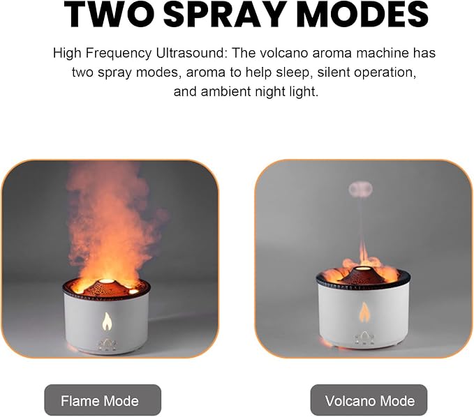 Volcano Diffuser humificador de Aromas Flame Essential Oil Diffuser Bedroom Humidifier with LED Cold Flame Light and Delicate Atomization for Study Living Room Hair Dryers & Accessories
