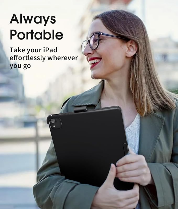 Baisla iPad 10th Generation Case with Keyboard 10.9" & iPad 11th (A16) & iPad Air 11 (M4/M3/M2), Multi Trackpad, 360 Swivel & Rainbow Backlit for iPad Air 5th/4th,iPad Pro 11 4th/3rd/2nd/1st - Black