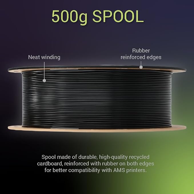 Polymaker Fiberon PETG-ESD Filament 1.75mm Black 0.5kg – Electrostatic Discharge Safe, Tough PETG 3D Printer Filament for Electronics Industry