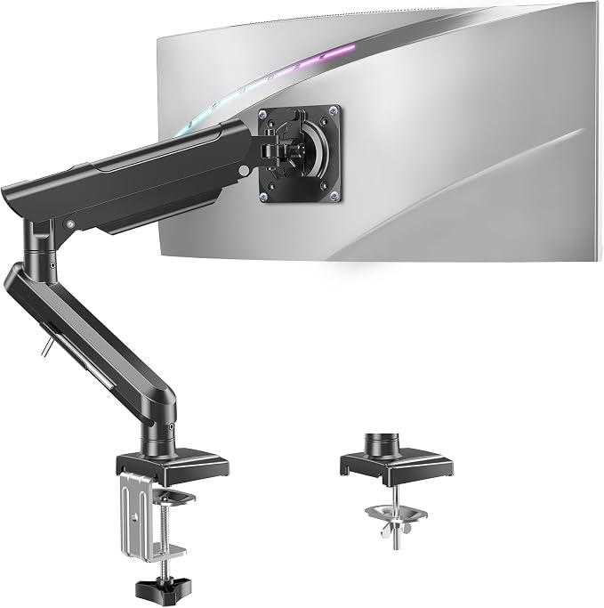 Single Monitor Mount for 32 27 24 22 inch Screen, Monitor Arm Holds 4.4-22 lbs, Monitor Desk Mount, Gaming & Home Office Use, VESA 75x75mm & 100x100mm, Freelift Pro Black