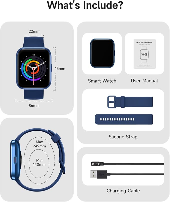 Woneligo Smart Watch for Women, Answer/Make Calls, Alexa Built-in, 1.85" Touch Screen Fitness Tracker for Android & iPhone, Heart Rate/Sleep/SpO2 Monitor Smartwatch, Waterproof (Deep Blue)