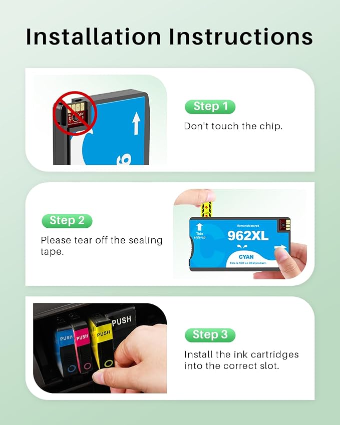962XL Ink Cartridge Combo Pack Compatible for HP 962XL 962 Ink Cartridges Work with HP Officejet Pro 9018e 9015e 9018 9012e 9015 9010 9018e 9012 9025e 9025 9020 Printers (4 Packs)