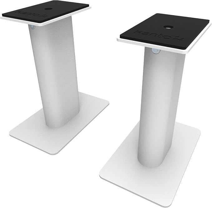 Kanto SP9W Desktop Speaker Stands for Small/Medium Bookshelf Speakers & Compact/Mid-Size 2”-4” Studio Monitors 8.3" Tall Pair White