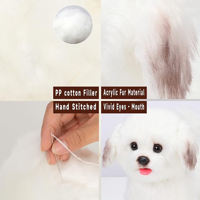 CU-MATE Electronic Walking Dog Toy, Interactive Plush Maltese Puppy, Realistic Interactive Pet Toy Dog, Walking, Barking, Wagging Tail & Talking, Present Gifts for 3+ Year