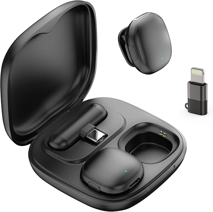 NPTCL Wireless Microphone for iPhone 17 16 15 - Ai Noise Cancelling Mini Microphone USB C for Android Phone, Lavalier Mic with 35H Charging Case for Video Recording Vlogging YouTube Tiktok