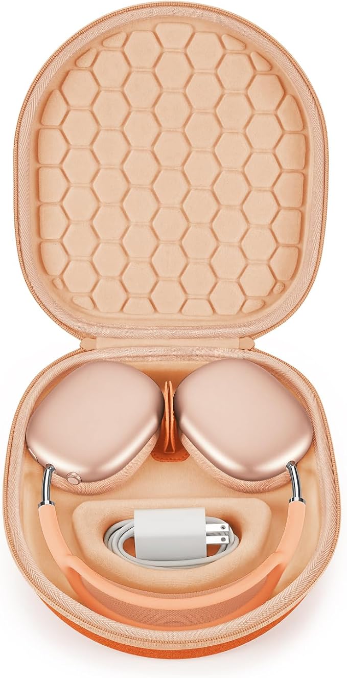 Smart Case for New Apple AirPods Max Supports Sleep Mode, Hard Organizer Portable Carry Travel Cover Storage Bag (Orange)