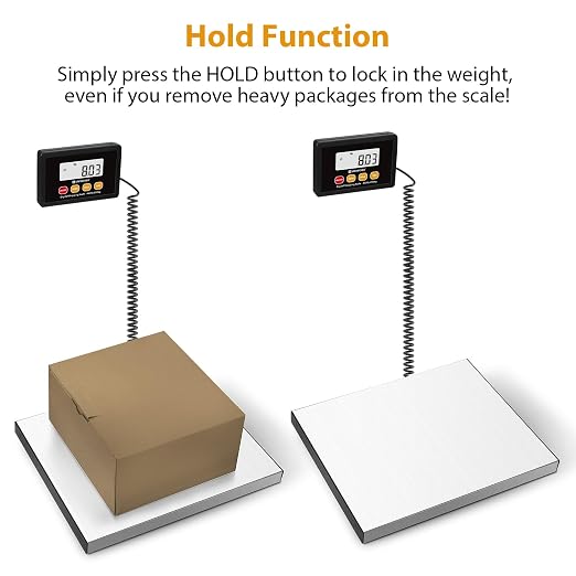 UNIWEIGH Digital Postal Scale,440lb x 10g Accuracy Shipping Scale,Stainless Steel Platforms,Heavy Duty Scale with LCD/Hold/Tare Functions,Postage Scale for Packages,Luggage Scale,Battery&USB Included
