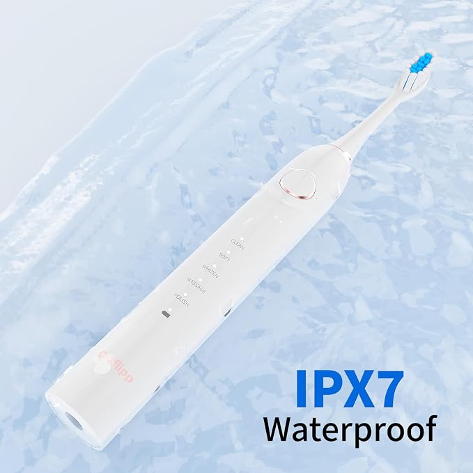 Sonic Electric Toothbrush - 40,000 VPM Power Toothbrush with 5 Modes, Smart Timer & Mode Memory, IPX7 Waterproof, 30 Days Battery Life with Inductive Charger, 8 Brush Head (White)