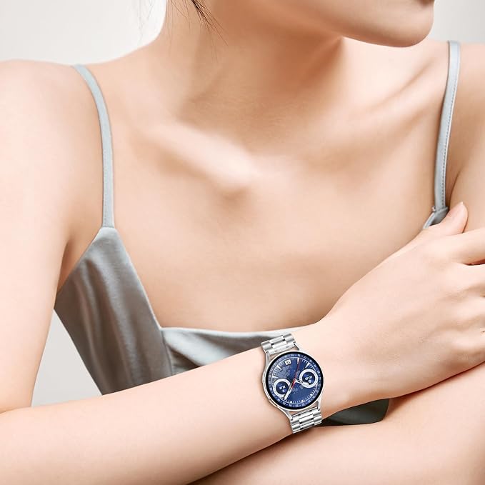 SUPLINK Compatible with Samsung Watch 7 6 5 4 40mm 44mm Band/Galaxy Watch 4 6 Classic Band 42mm 46mm 43mm 47mm/Galaxy Watch 5 Pro 45mm/Active 2, 20mm Metal Replacement Strap for Women Silver