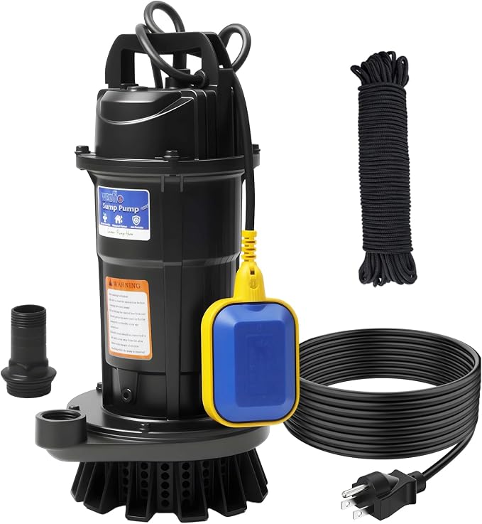 1.0HP Submersible Sump Pump, Automatic Water Pump w/ 4200 GPH High Flow, 18ft Max Head, for Dirty Water Removal, Flooded Basement, Swimming Pool Cover, Hot Tubs, Aluminum (1HP/28FT)