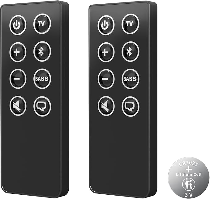 2PCS Replacement Remote Control for Bose Solo 5 10 15 Sound Bar, Compatible with Bose Solo 5 10 15 Series II TV Sound System 410376 418775 431974 845194 740928-1120 838309-1100 with CR2025 Battery