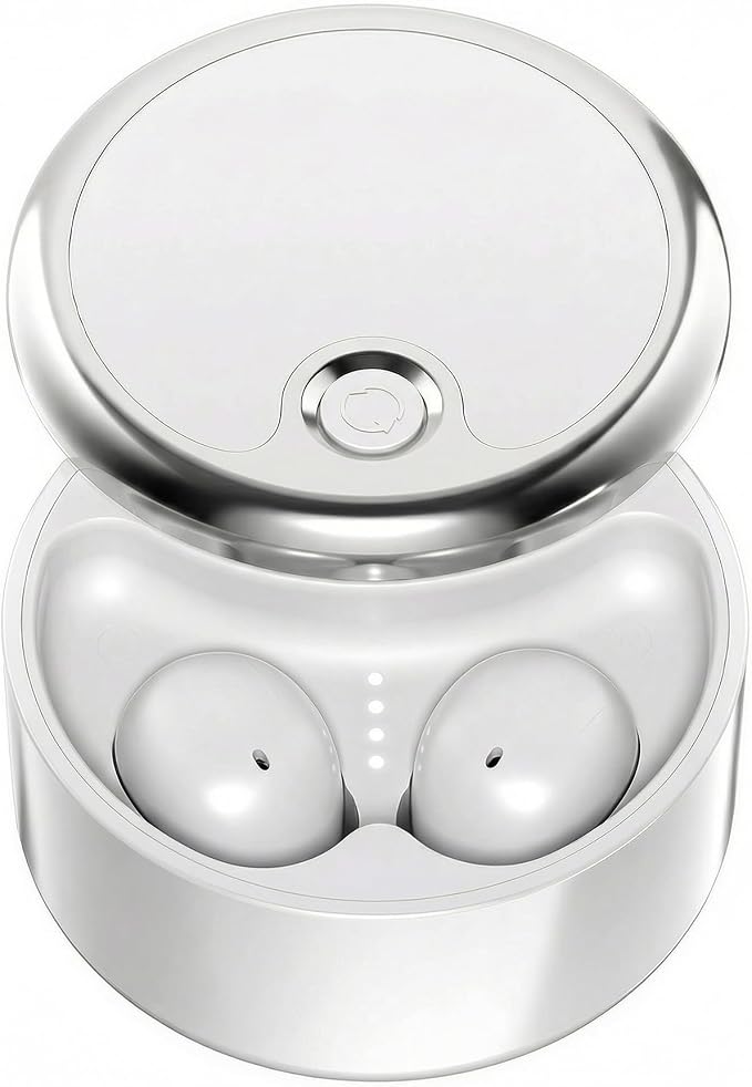 Wireless Sleep Earbuds for Side Sleepers, Noise-Reduction in-Ear Headphones with Deep Bass, Miniature Invisible Buds for Small Canals, Stay-in Design for Mobile Devices (Porcelain White)