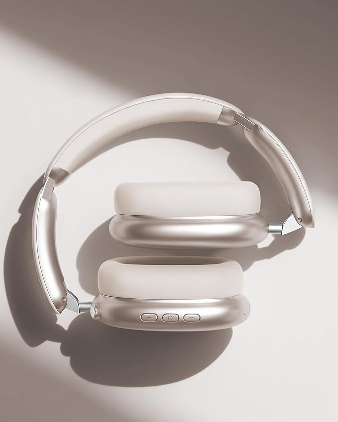 Wentronic Y02 Active Noise Cancelling Headphones, Wireless Over-Ear Bluetooth 5.4 Headphones with Microphone, 60H Playtime, Hi-Res Audio,Big Bass,Foldable Lightweight for Travel Home Office, Starlight