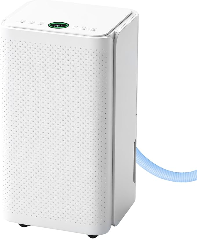 30Pints Dehumidifier with Drain Hose, 2,000 Sq.Ft Dehumidifier for Basement, 2L/0.53 Gallon Tank, Energy Star Cert. 38dB, Humidity Display Ring, Humidity Remover for Home, Bedroom & Bathroom